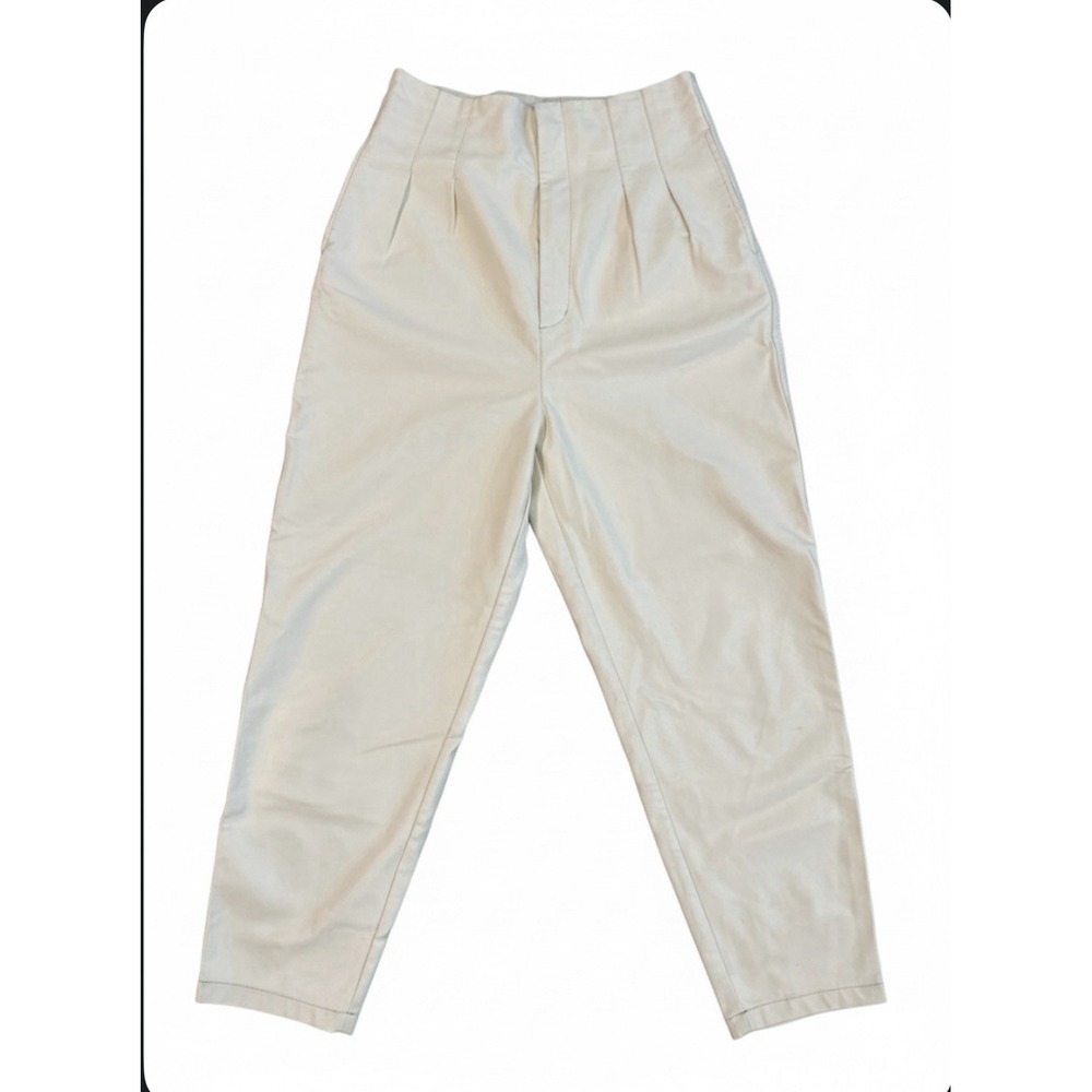 Free People Ivory Cicely Pleated Vgan Faux Leather Pant Sz10 OB1207338 High Rise